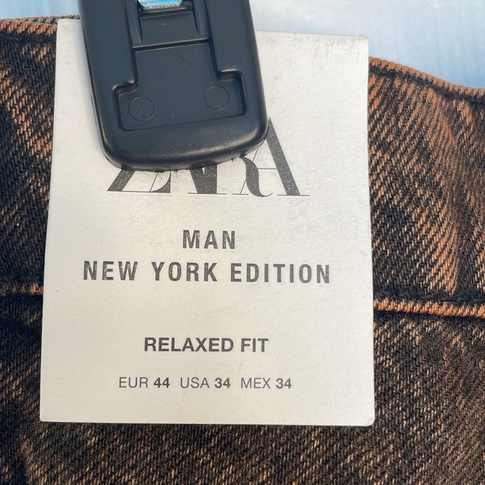 ZARA MAN NEW YORK EDITION WASHED EFFECT RELAXED FIT JEANS BLACK & BRONZE SIZE 44 - Picture 9 of 11